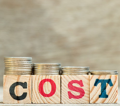 Cost written on wooden blocks